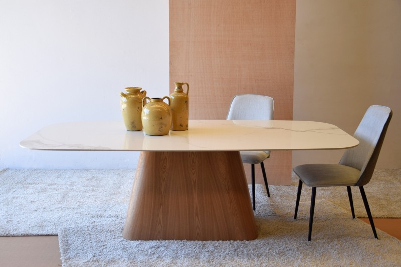 MESA COMEDOR CERAMICO BASE FRESNO MATE