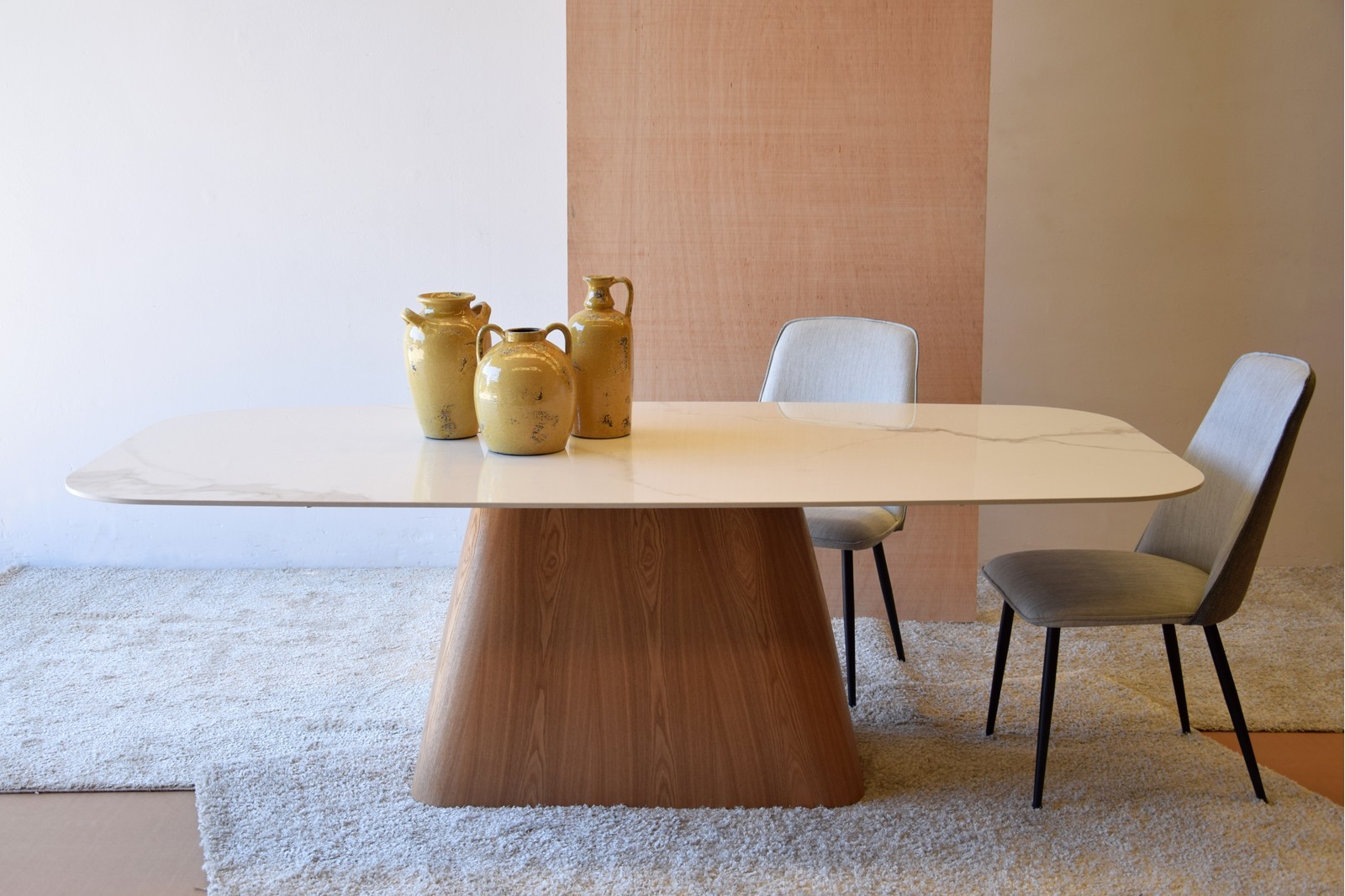 MESA COMEDOR CERAMICO BASE FRESNO MATE