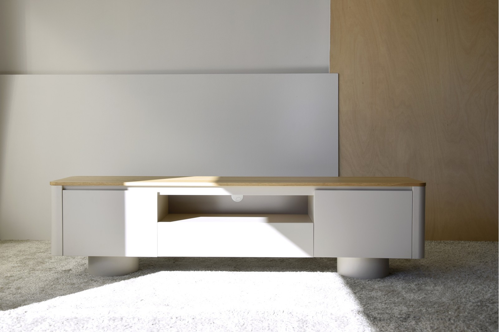 MUEBLE TV COL.CILINDRO GRIS ARENA, ROBLE