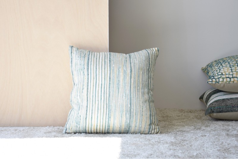COUSSIN VEGA N.4. VERT JAUNE MOUTARDE BLANC | VP Interiorismo