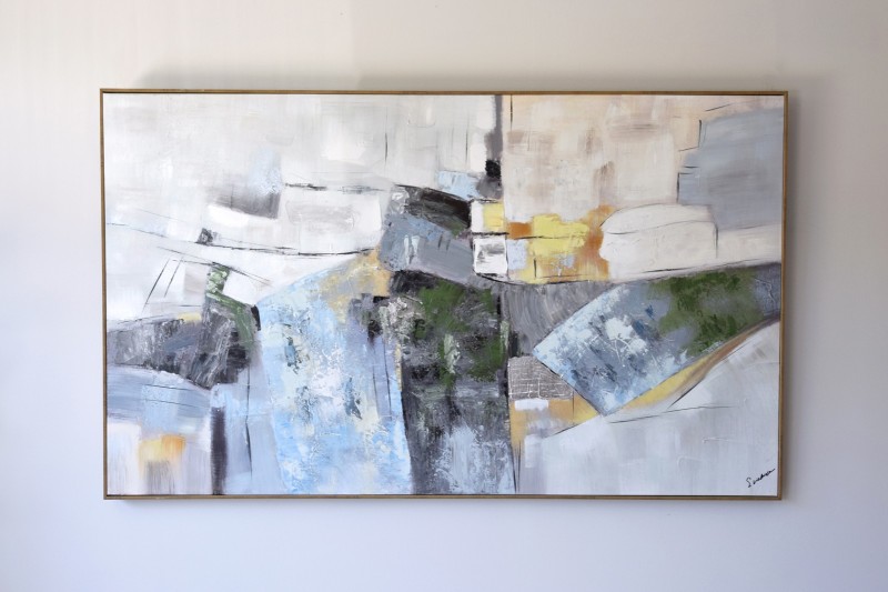 ABSTRACT PAINTING. BLUE GREEN GREY | VP Interiorismo