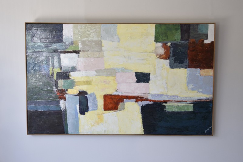 ABSTRACT PAINTING COLORS WITH FRAME | VP Interiorismo