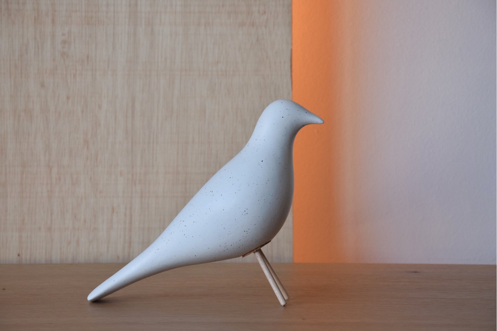 PAJARO CERAMICA BLANCO MOTEADO MATE