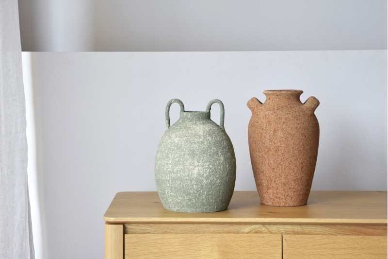 ARA COLLECTION: GREEN OCHRE CERAMIC VASES | VP Interiorismo