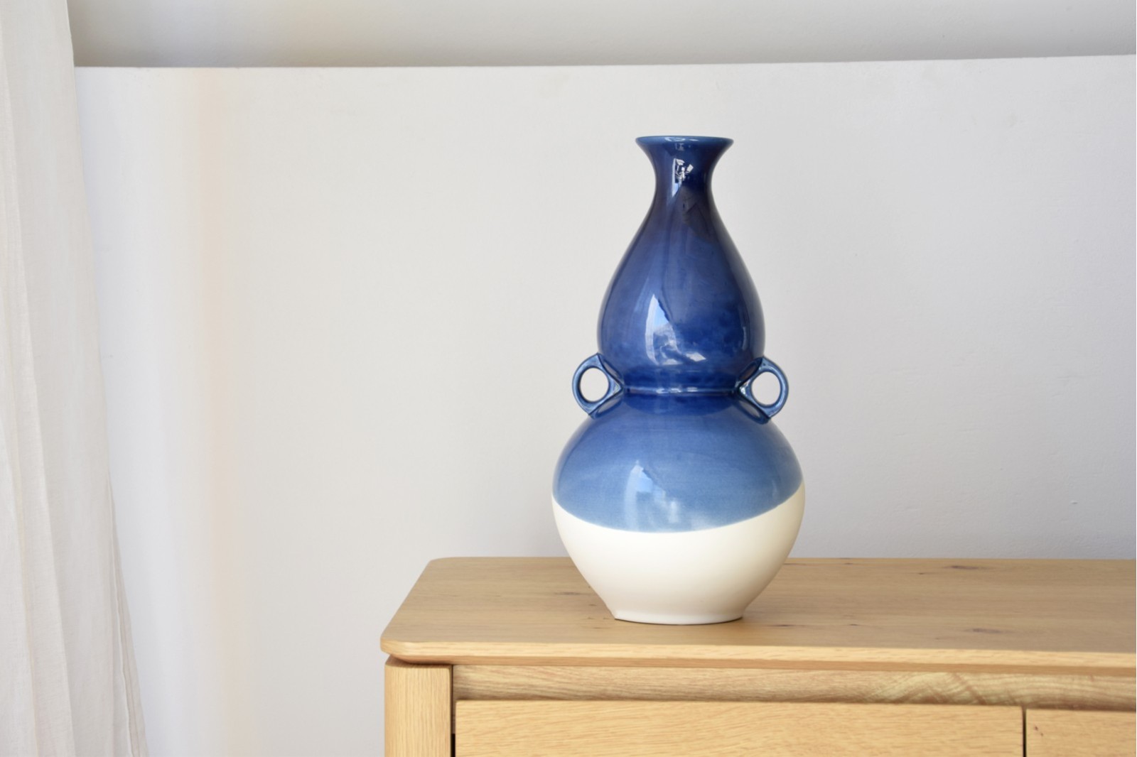 JARRON CERAMICA COL MAR. AZUL Y NATURAL