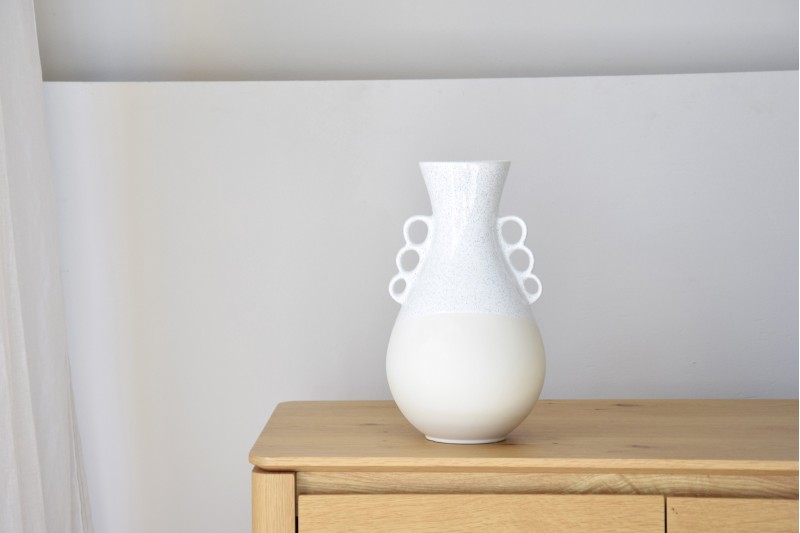 JARRON CERAMICA COL MAR. BLANCO PINTAS