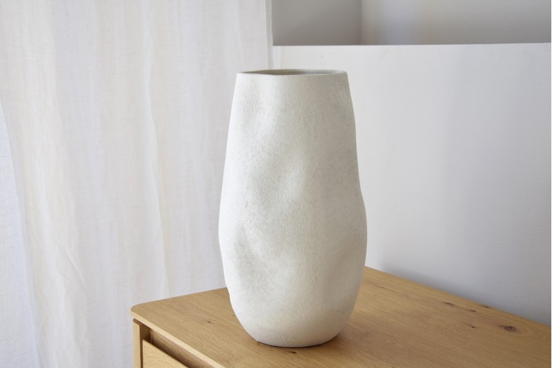 JARRON CERAMICA PAPEL. BLANCO. GRANDE