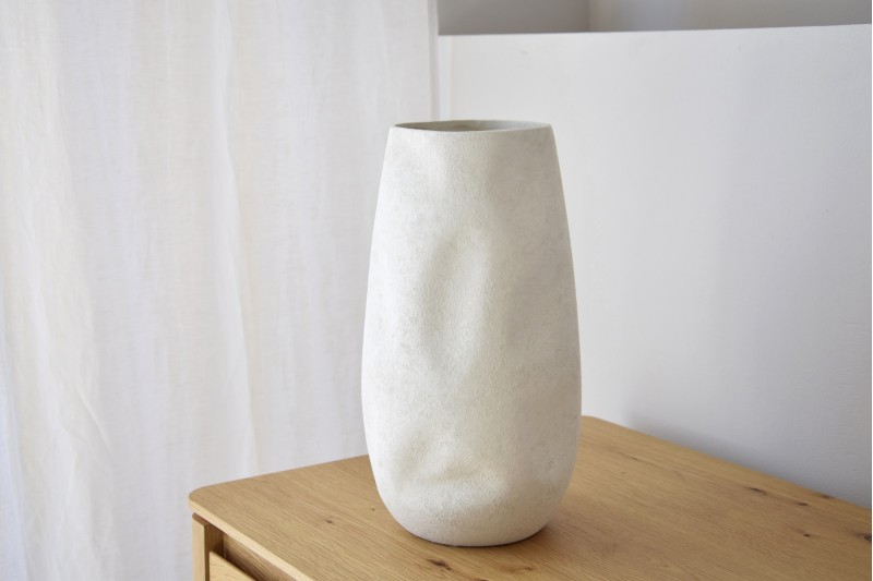 VASE CERAMIQUE -PAPIER-. BLANC TEXTURE. PETIT | VP Interiorismo