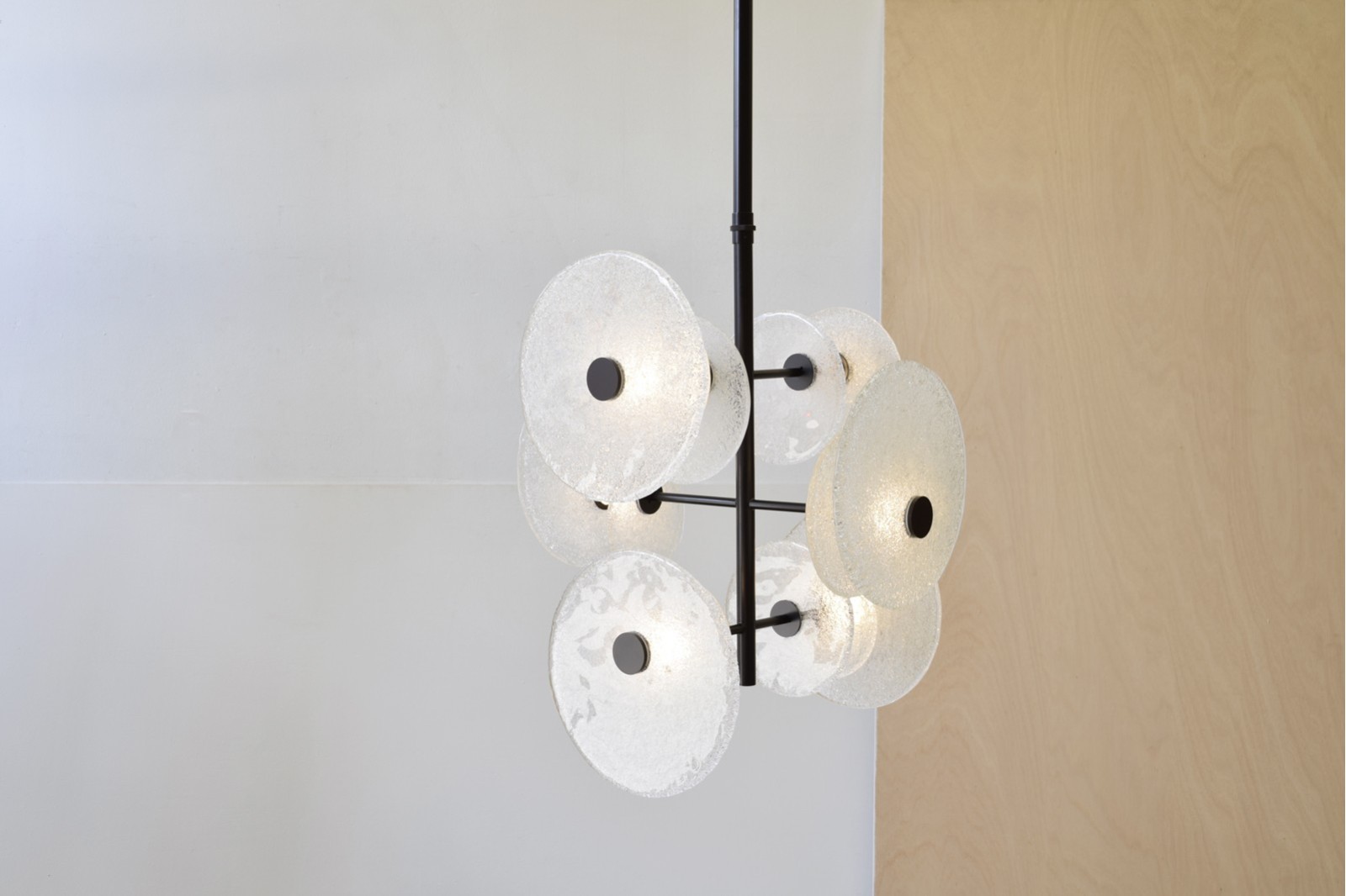 LAMPARA TECHO DISCOS.VIDRIO Y METAL.LED