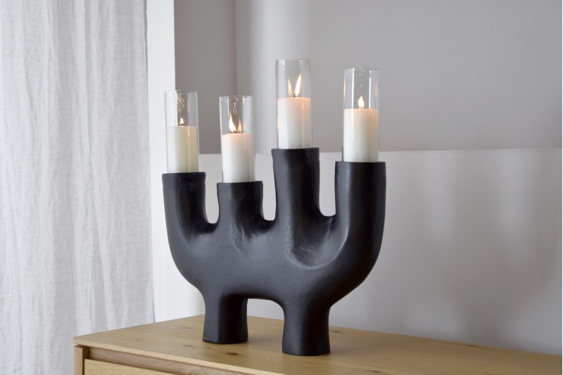 CANDELABRO TOTEM N.3. METAL.NEGRO