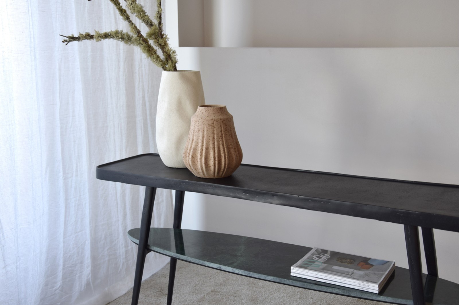 CONSOLA LENA.METAL NEGRO.MARMOL VERDE