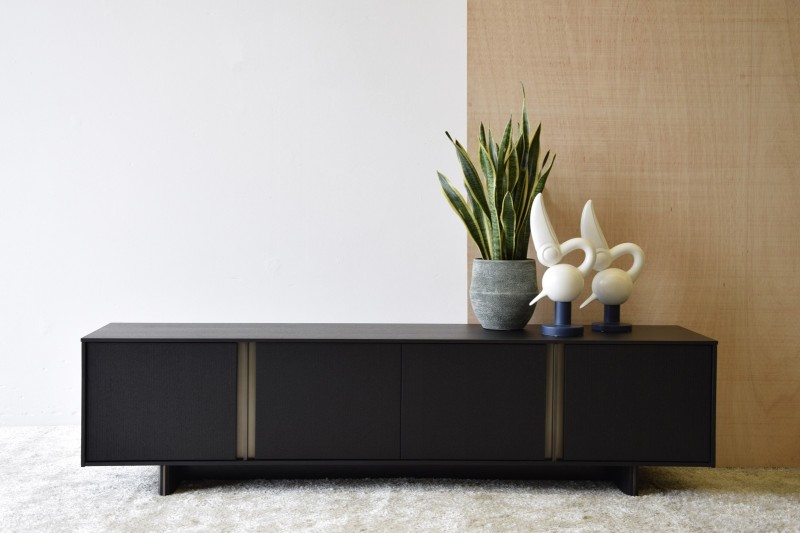 MEUBLE TV CHENE NOIR MAT VIEIL OR | VP Interiorismo