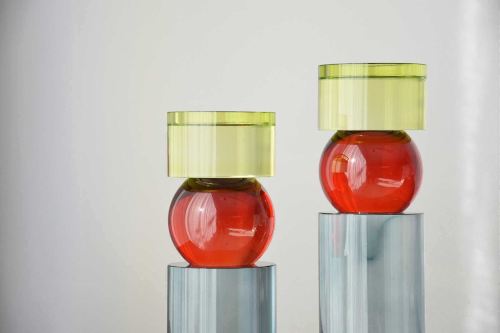 COLECCIÓN CILINDRO: CANDELABROS CRISTAL COLOR