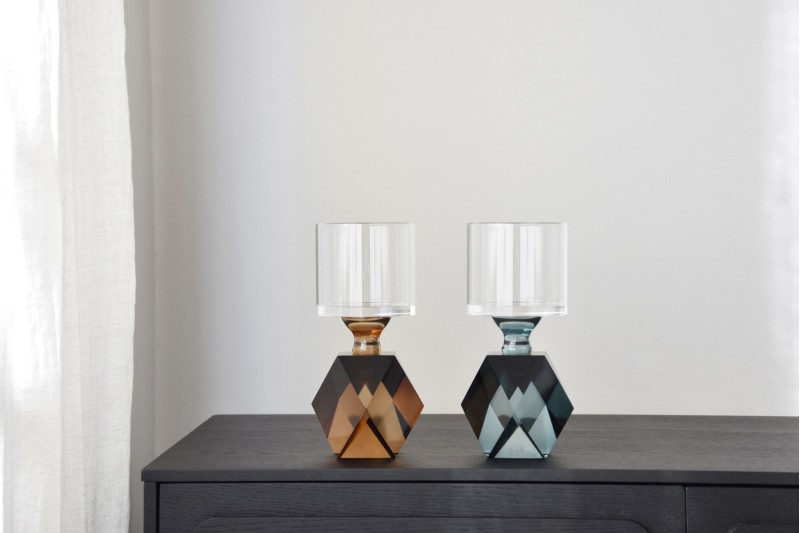 COLLECTION CANDLE HOLDER: GREEN AMBER GLASS | VP Interiorismo