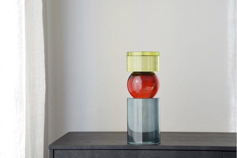 COLOURED GLASS CYLINDER CANDLEHOLDER.SAMLL | VP Interiorismo