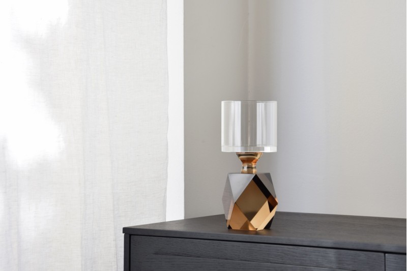 CANDELABRO CRISTAL AMBAR