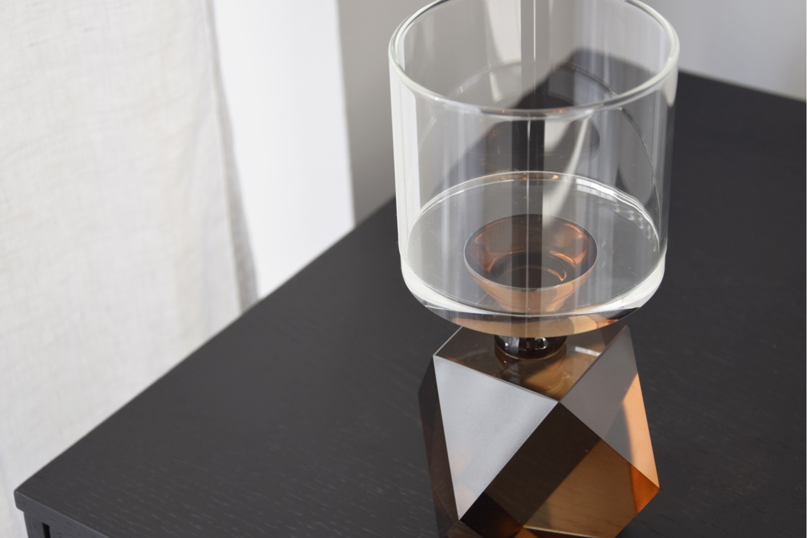 CANDELABRO CRISTAL AMBAR