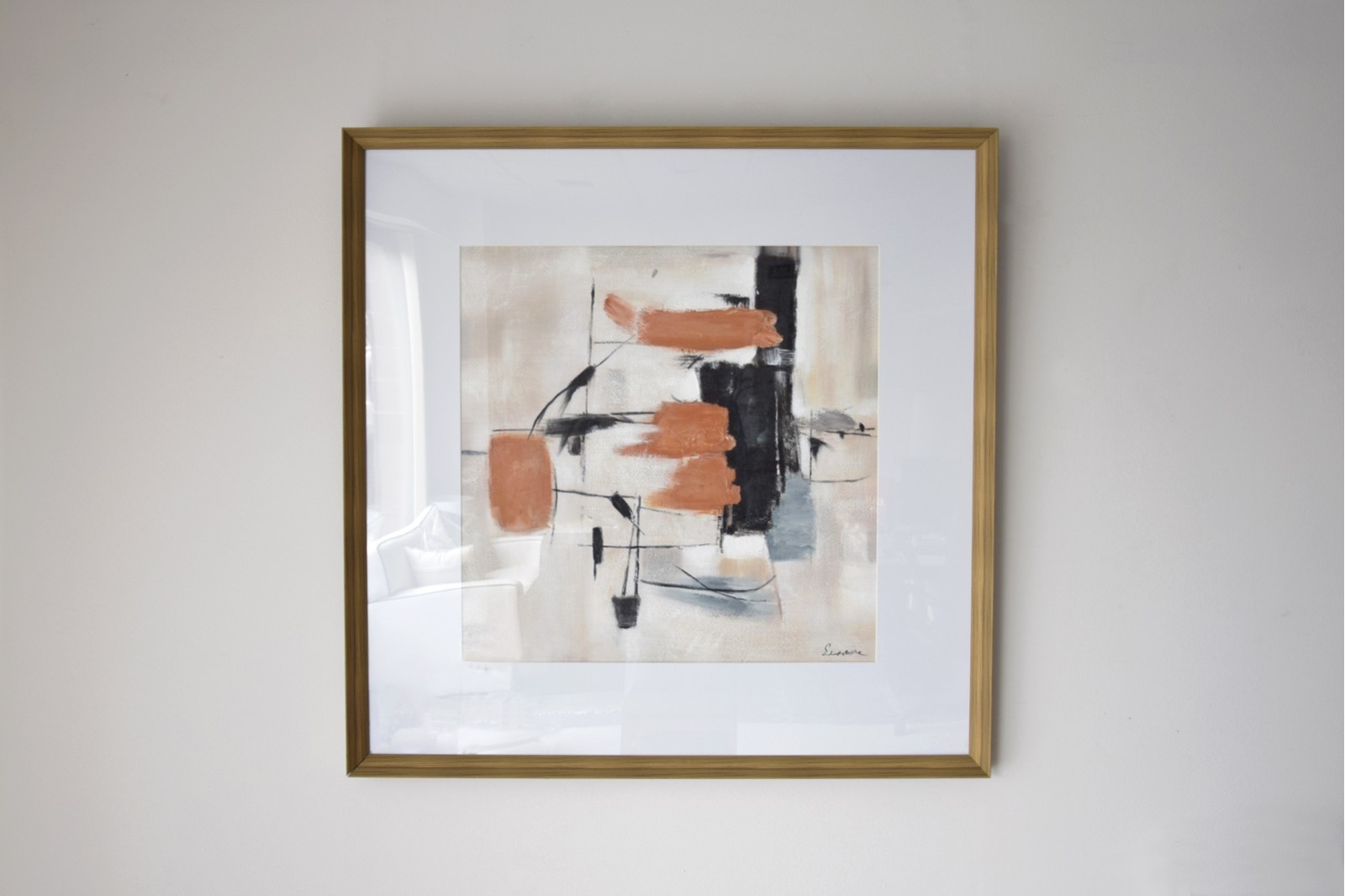 CUADRO ABSTRACTO OCRE NEGRO AZUL N2.