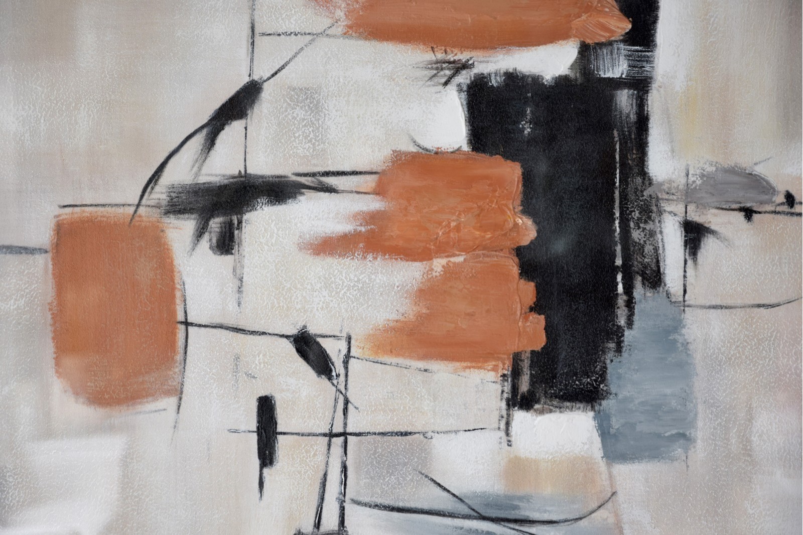 CUADRO ABSTRACTO OCRE NEGRO AZUL N2.