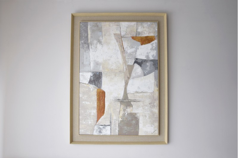 ABSTRACT PAINTING OCHRES N2 . LINEN FRAME | VP Interiorismo