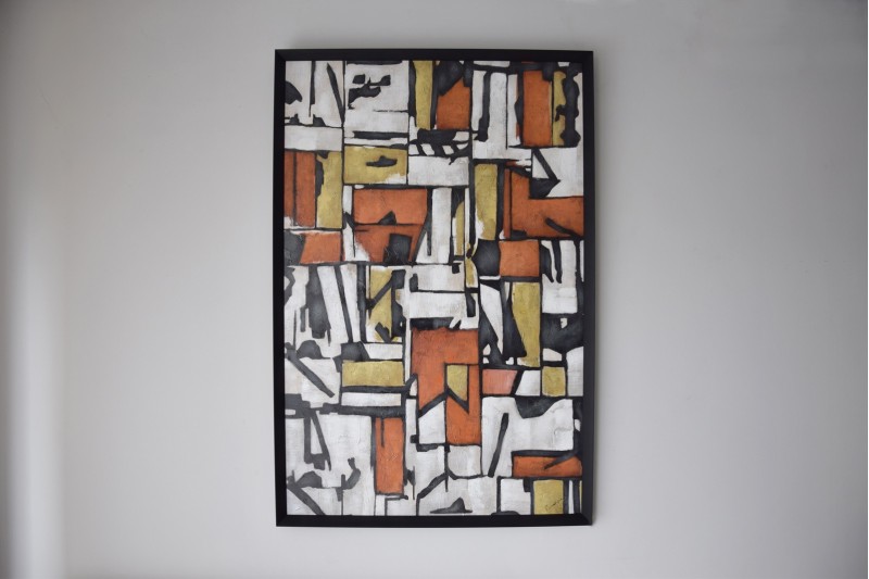 ABSTRACT PAINTING LABYRINTH N1. BLACK FRAME | VP Interiorismo