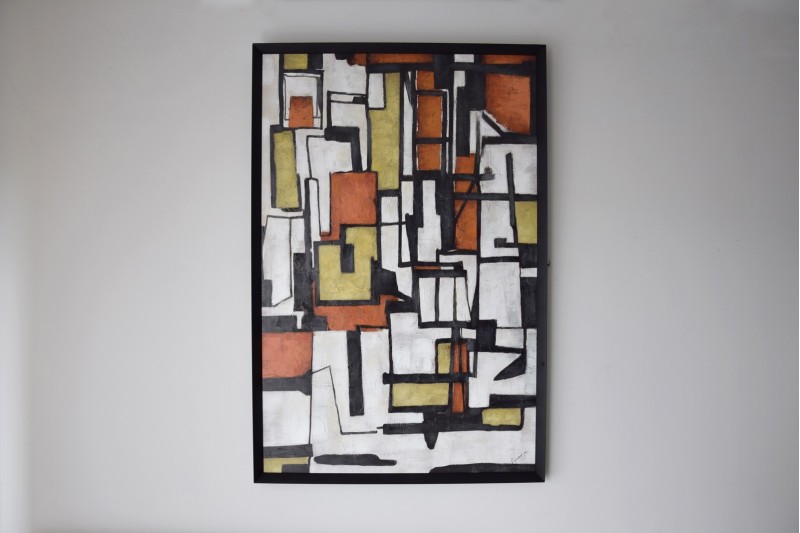 ABSTRACT PAINTING LABYRINTH N2. BLACK FRAME | VP Interiorismo