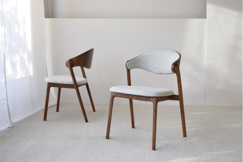 SET 2 CHAISES LEA. BOIS.BRUN GRIS | VP Interiorismo