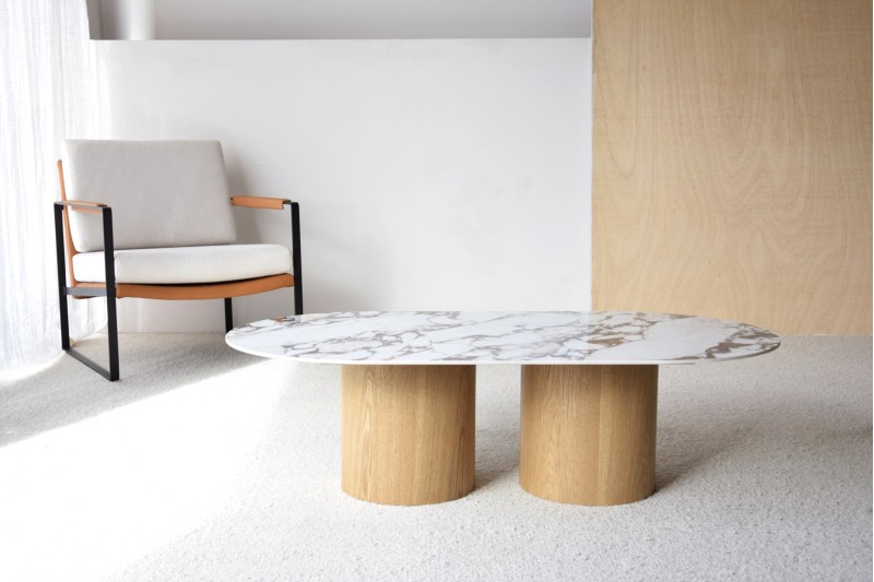 RIA COFFEE TABLE. CERAMIC AND NATURAL ASH | VP Interiorismo