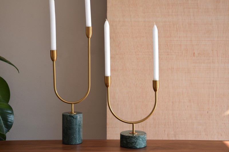 CANDLE HOLDER WITH NATURAL MARBLE BASE | VP Interiorismo