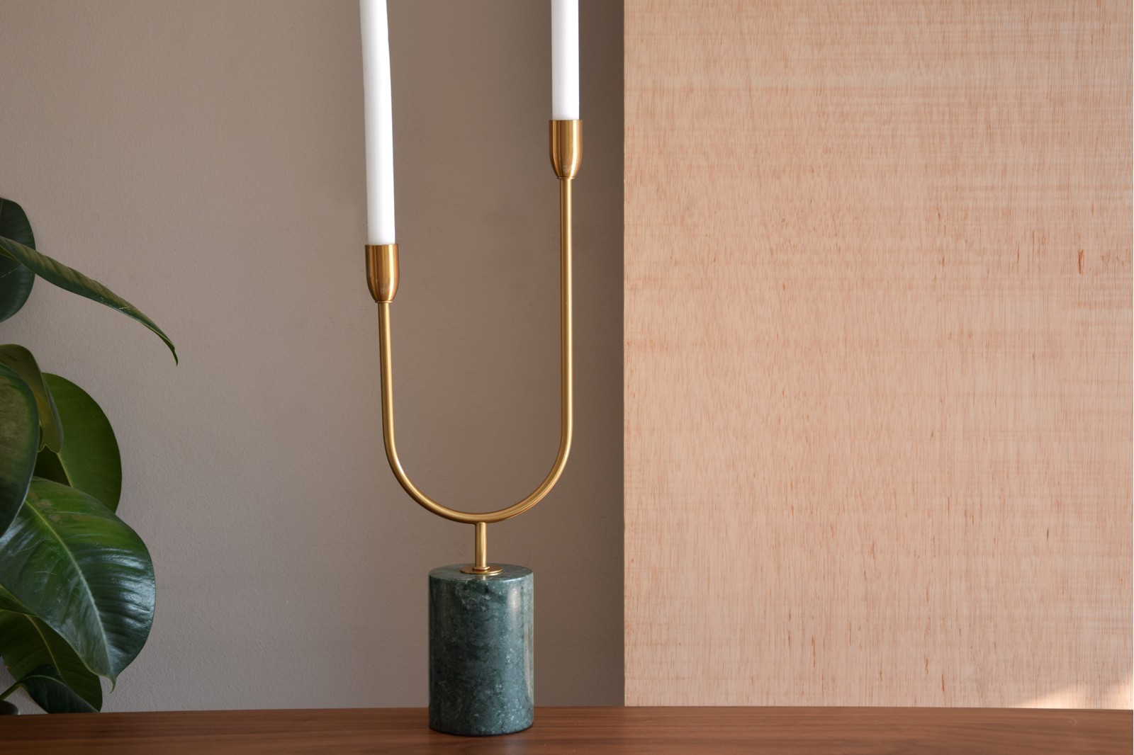 CANDELABRO BASE MARMOL NATURAL VERDE.GR