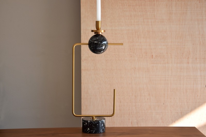 CANDLEHOLDER IN METAL AND BLACK MARBLE | VP Interiorismo