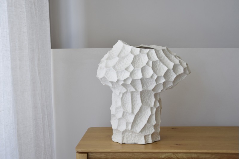 CERAMIC VASE. LUNAR XL. WHITE. HIGH | VP Interiorismo