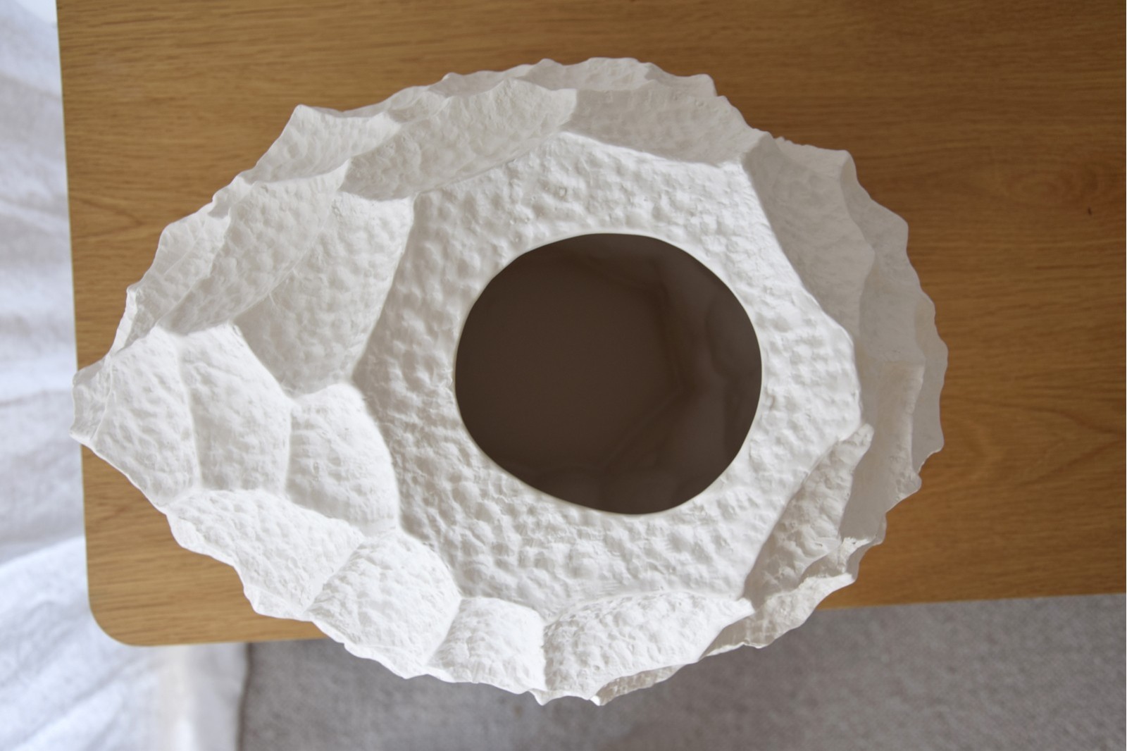 JARRON CERAMICA LUNAR XL. BLANCO. BAJO