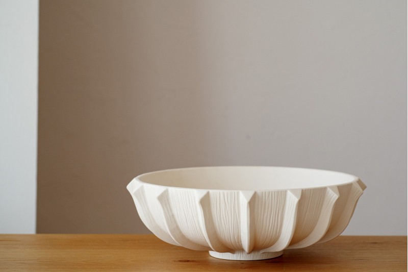 CENTRE DE TABLE EN CERAMIQUE COL GRECE. BLANC | VP Interiorismo