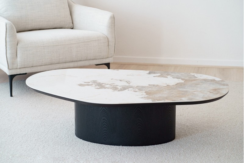 COFFEE TABLE NAT. CERAMIC TOP AND BLACK ASH | VP Interiorismo