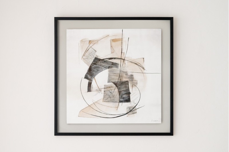 ABSTRACT PAINTING RING N2. SAND BLACK COLORS | VP Interiorismo