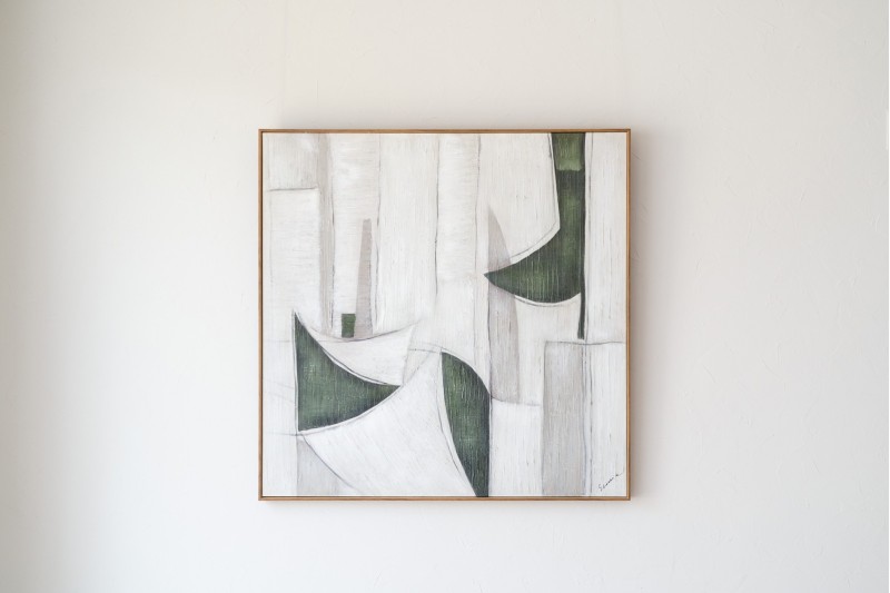 PAINTING ABSTRACTION IN GREEN AND GREY N1 | VP Interiorismo