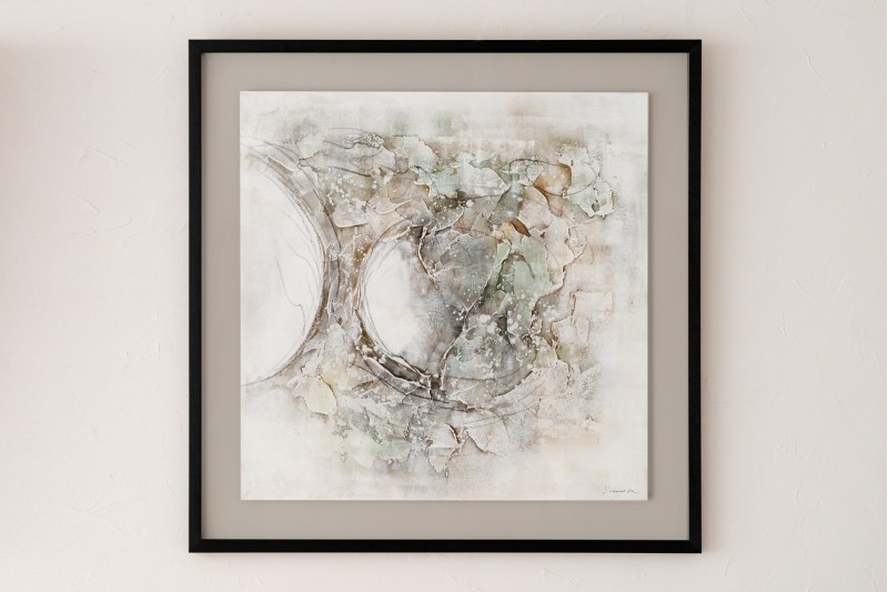 ABSTRACT PAINTING FOREST N1. GREEN OCHRE COLOR | VP Interiorismo