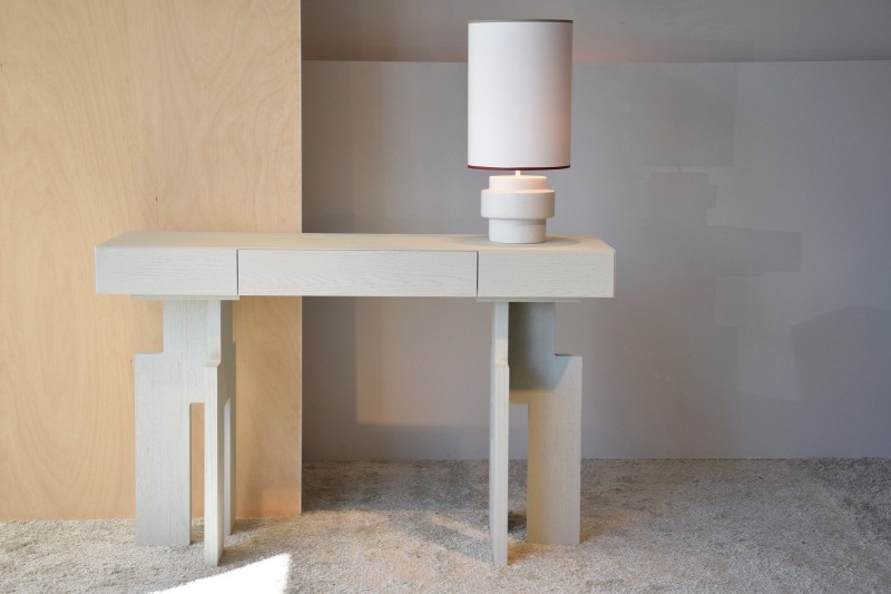 CONSOLE EN CHENE BLANC CASSE MAT | VP Interiorismo