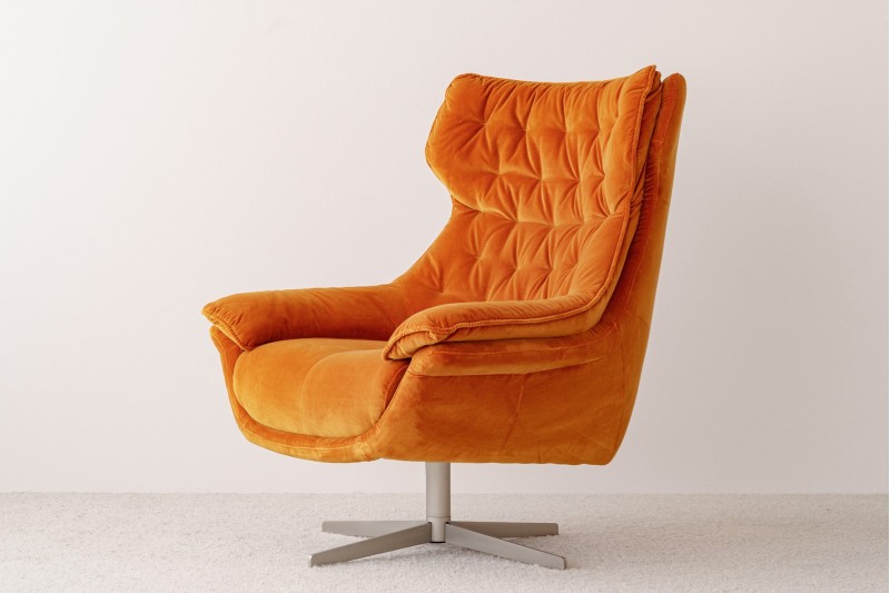 FAUTEUIL ROTATIF VELOURS ORANGE