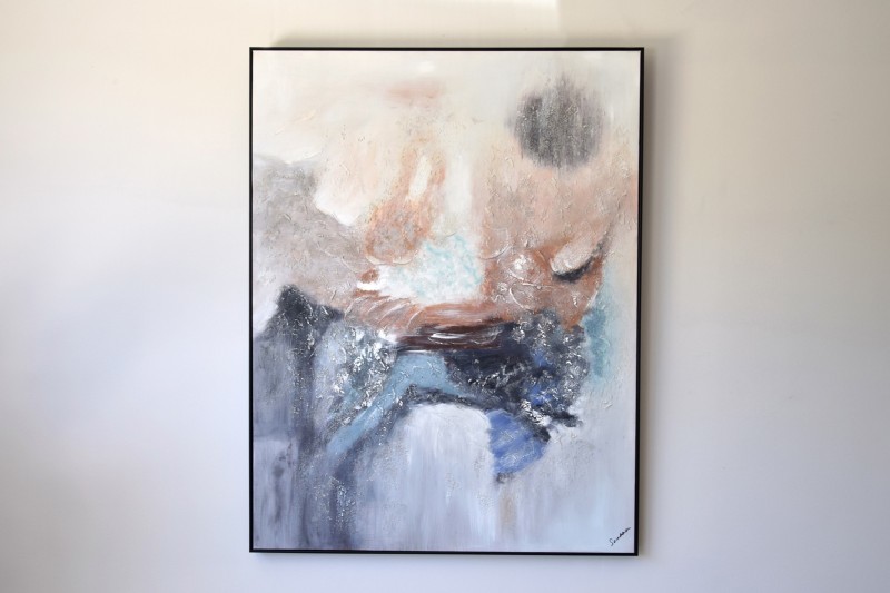 ABSTRACT PAINTING SNOW WITH FRAME | VP Interiorismo