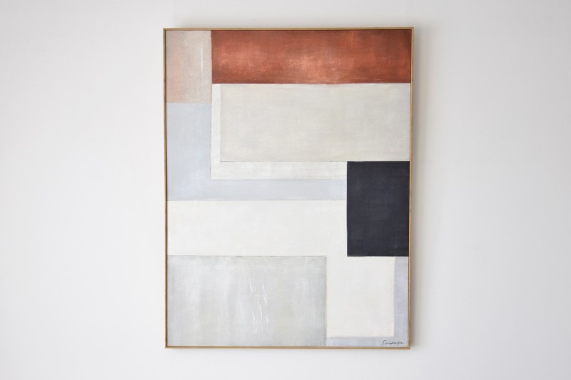 PAINTING OVERLAY IN DARK ORANGE N2.WITH FRAME | VP Interiorismo