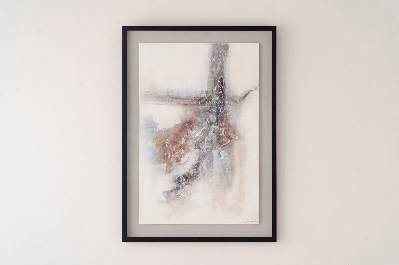 TABLEAU ABSTRAIT OMBRAGE N1.OCRE NOIR | VP Interiorismo