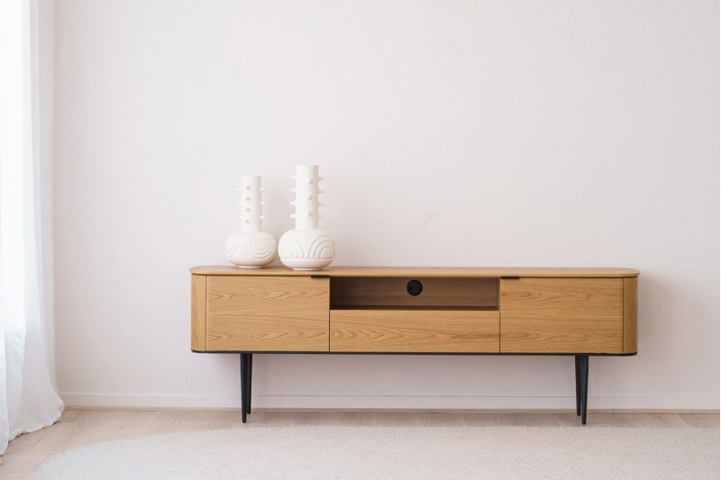 MEUBLE TV NEO. CHENE ET METAL NOIR MAT | VP Interiorismo