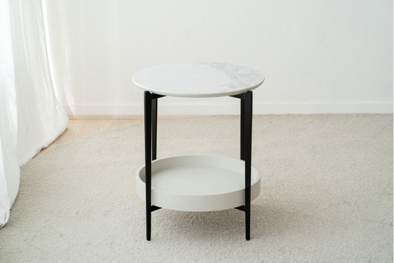 SIDE TABLE N.52 METAL. WHITE CERAMIC TOP | VP Interiorismo