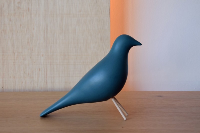 PÁJARO CERÁMICA AZUL PETRÓLEO MATE