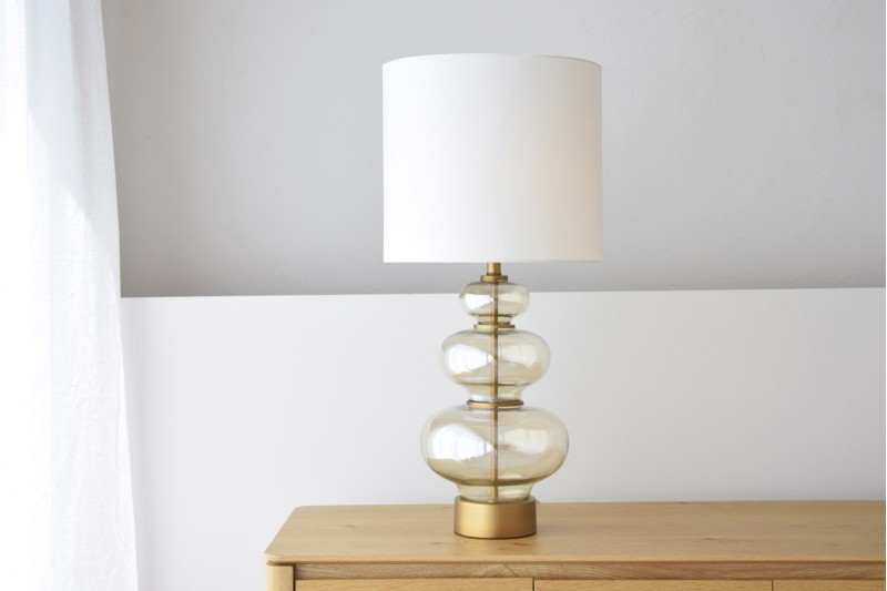 LAMPE TABLE CITROUILLE. VERRE AMBRE W-ABAT-JOUR | VP Interiorismo