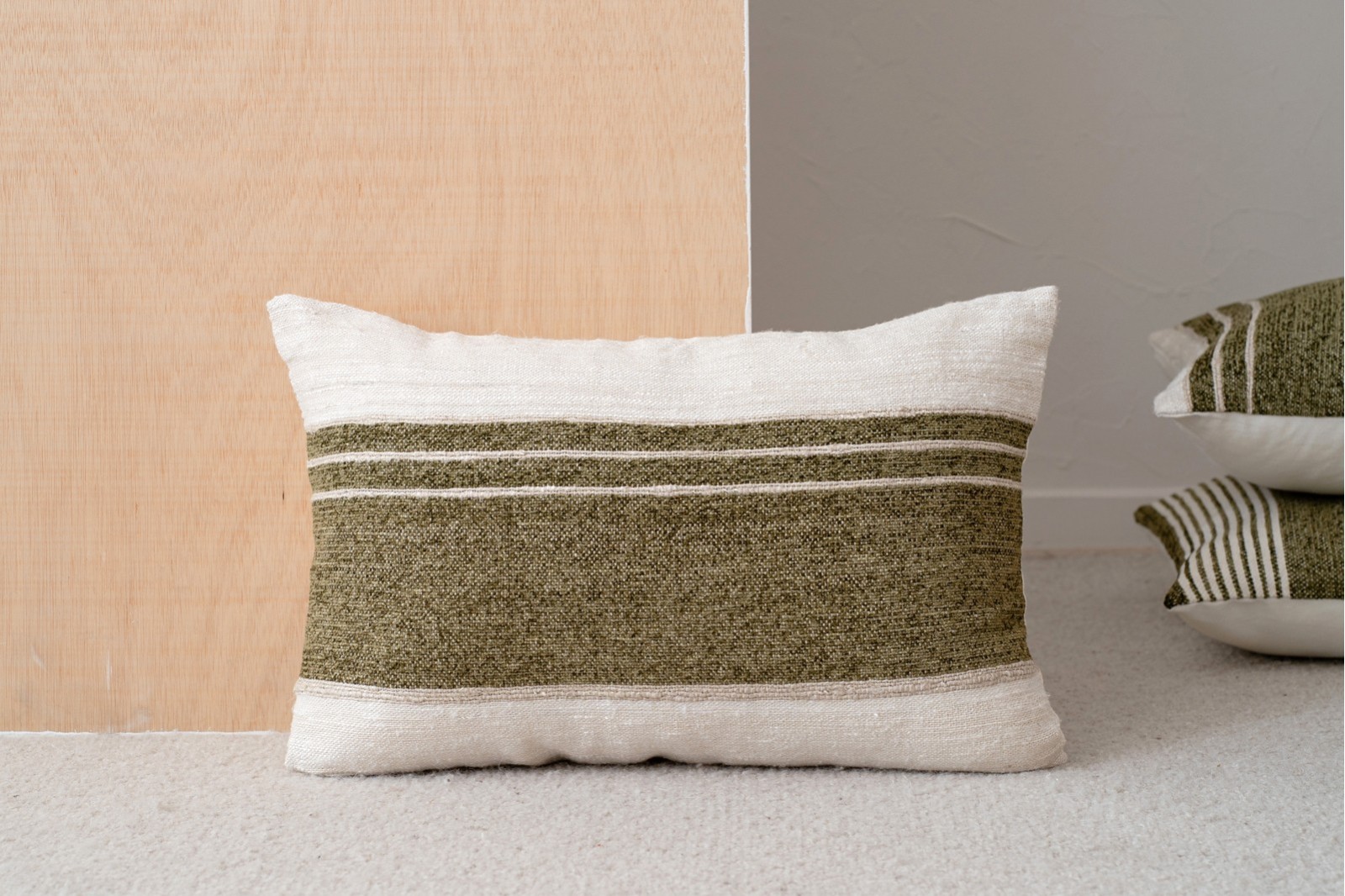 COJÍN ALGODÓN BLANCO VERDE. BERTE N7