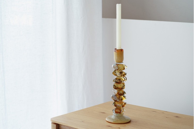 CANDELABRE EN VERRE ALDAN COULEUR AMBRE | VP Interiorismo