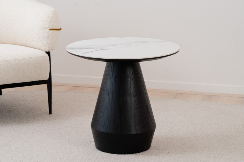 SIDE TABLE. BLACK ASH AND CERAMIC | VP Interiorismo